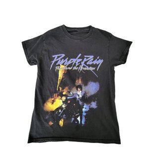 Vintage Prince and the Revolution "Purple Rain" Graphic Print Black T-shirt‎